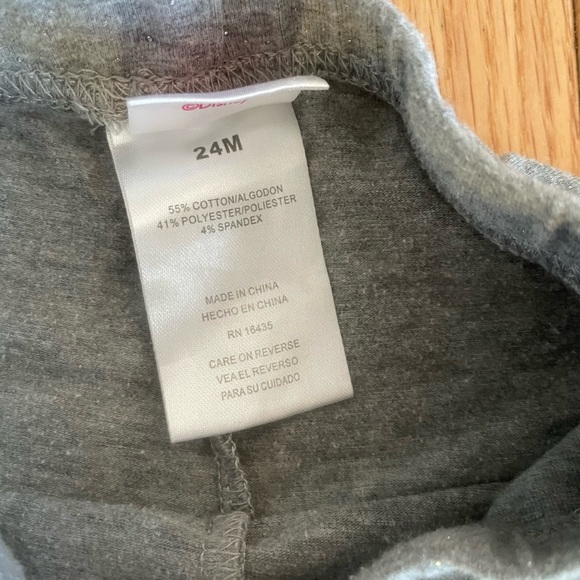 DISNEY Leggings Glitter Sparkle Toddler Girl Gray Size 24 months - Picture 3 of 5